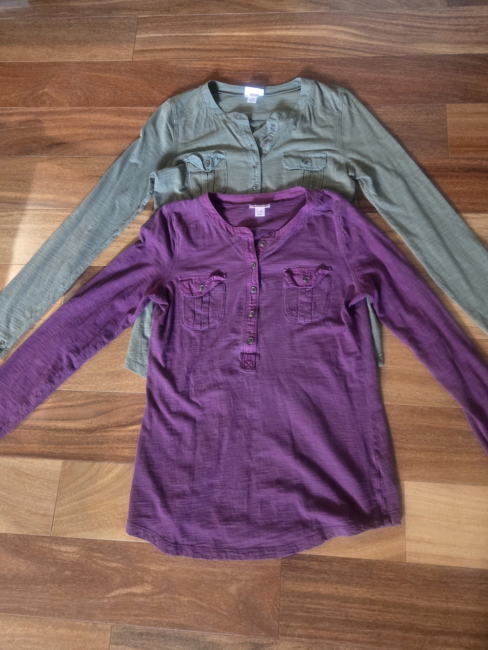 Mossimo Pair Of Size M Long-Sleeve Henley Tops
